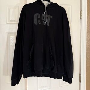 Caterpillar Black Pullover Hoodie with Gray Drawstrings